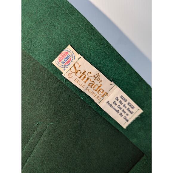 VIntage 70's Abe Schrader Faux Suede Green Shirt Skirt Set Retro Mod See Sizing - Picture 3 of 15